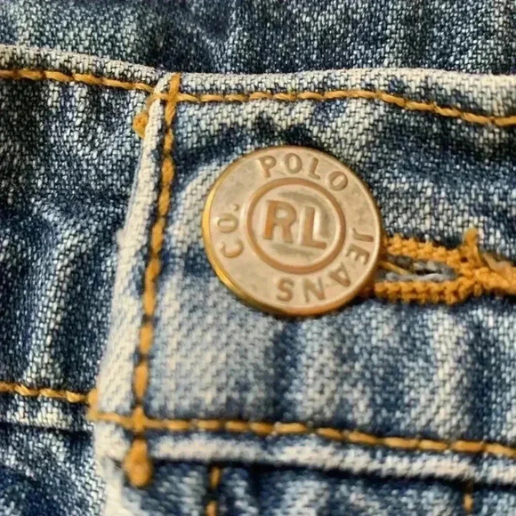 Vintage Polo Ralph Lauren Hi  Rise Cropped Bootcut Jeans 100% Cotton Size 14 - Picture 4 of 7